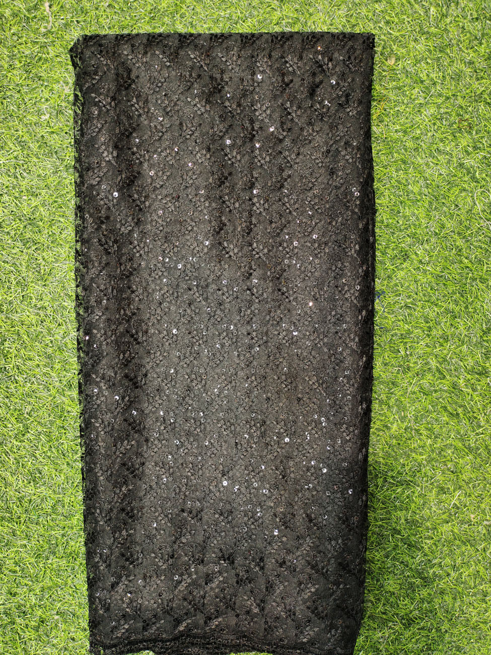 Black Net Fabric With Net Wok